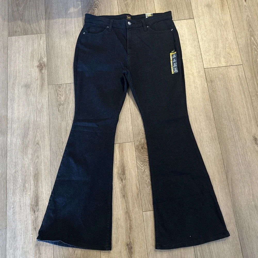 Lee Women's Denim Jeans Flare Black Boho 16‎ Med NEW
